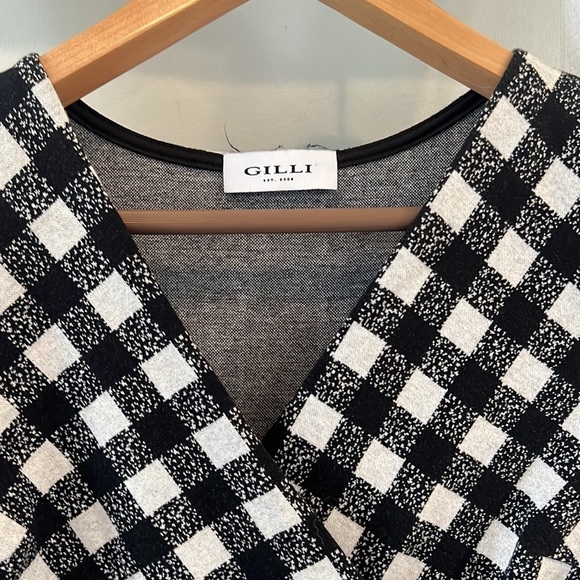 Gilli gingham black and white stretchy wrap checkered dress size small - Picture 4 of 8